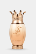 Zimaya Kibria Glory Eau de Parfum blush gold bottle with rose gold crown cap front view