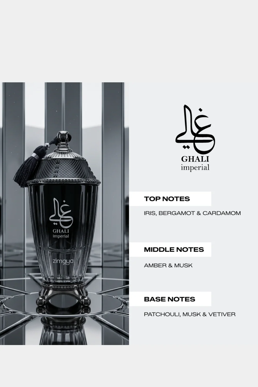 Zimaya Ghali Imperial fragrance notes infographic