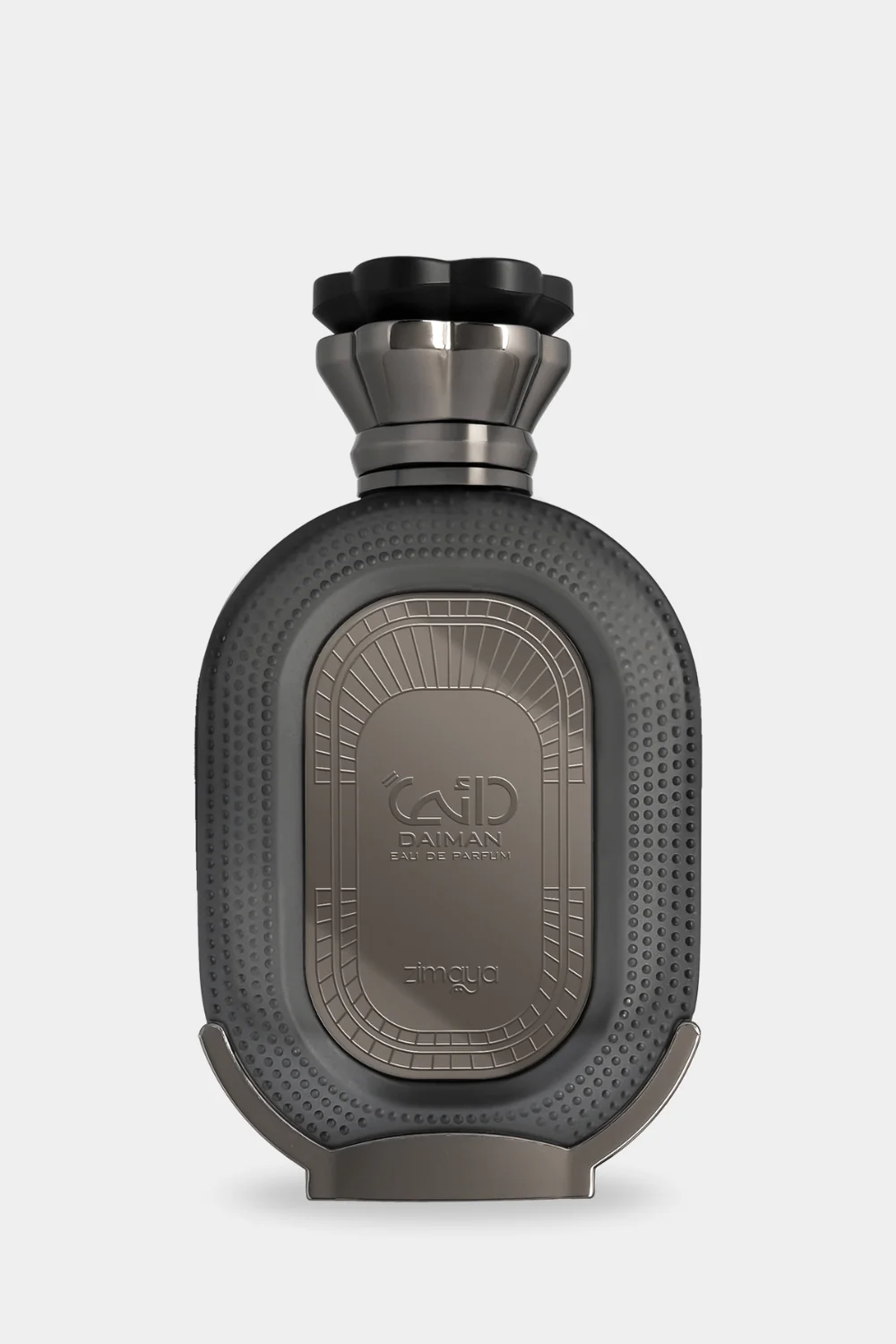 Zimaya Daiman Eclipse Eau de Parfum gunmetal grey bottle front view